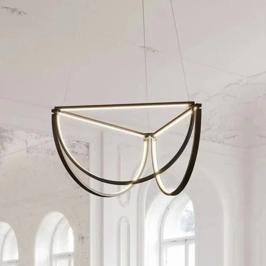 DecorBites™ Black Gold Geometric LED Chandelier - Postmodern Indoor Hanging Lamps for Living Room