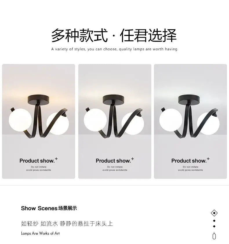 DecorBites™ Black Gold Glass Ceiling Light: Modern Minimalist Indoor Lighting for Entryway Balcony