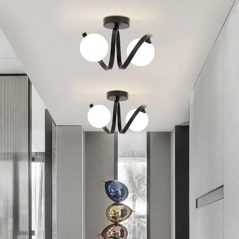 DecorBites™ Black Gold Glass Ceiling Light: Modern Minimalist Indoor Lighting for Entryway Balcony