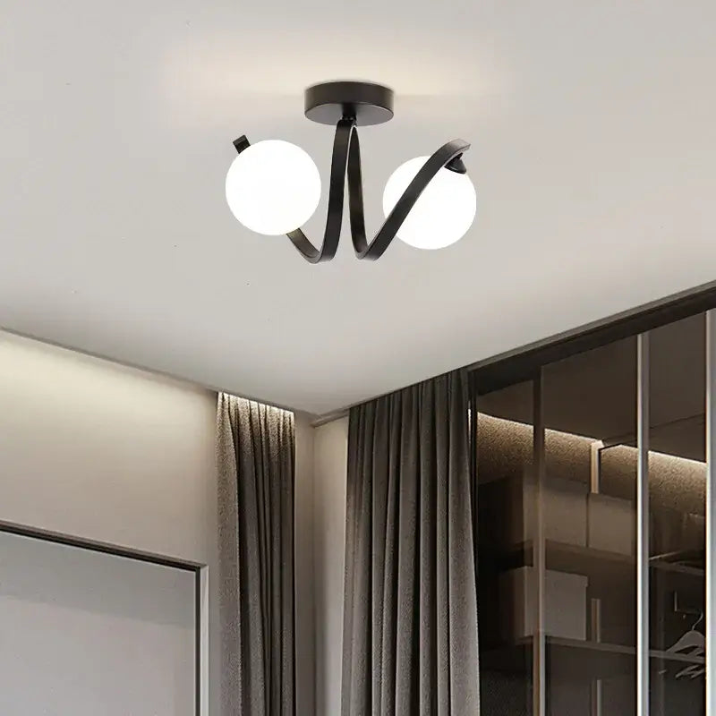 DecorBites™ Black Gold Glass Ceiling Light: Modern Minimalist Indoor Lighting for Entryway Balcony