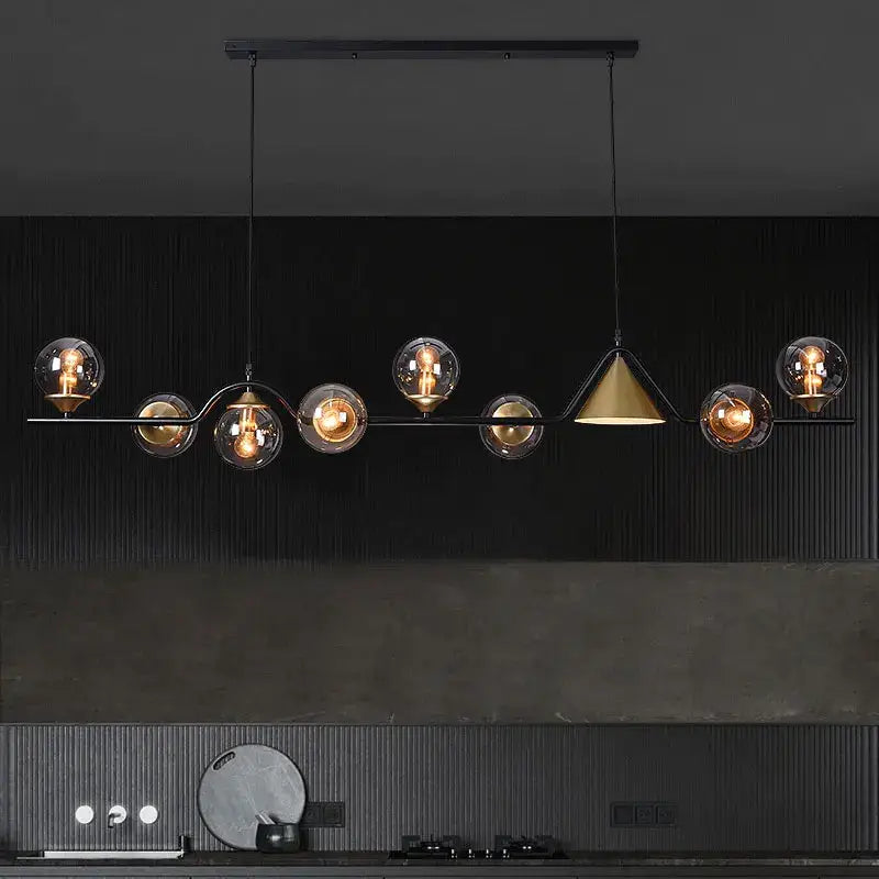 DecorBites™ Black Gold Glass Chandelier LED Luxury Pendant Light