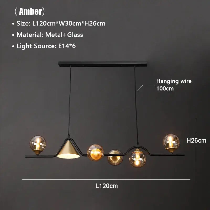 DecorBites™ Black Gold Glass Chandelier LED Luxury Pendant Light
