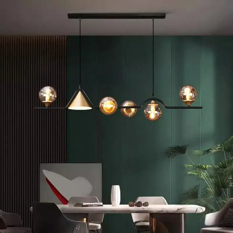 DecorBites™ Black Gold Glass Chandelier LED Luxury Pendant Light