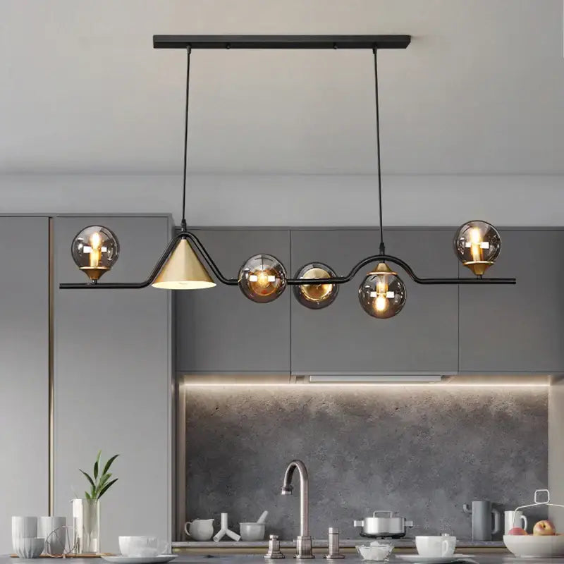 DecorBites™ Black Gold Glass Chandelier LED Luxury Pendant Light