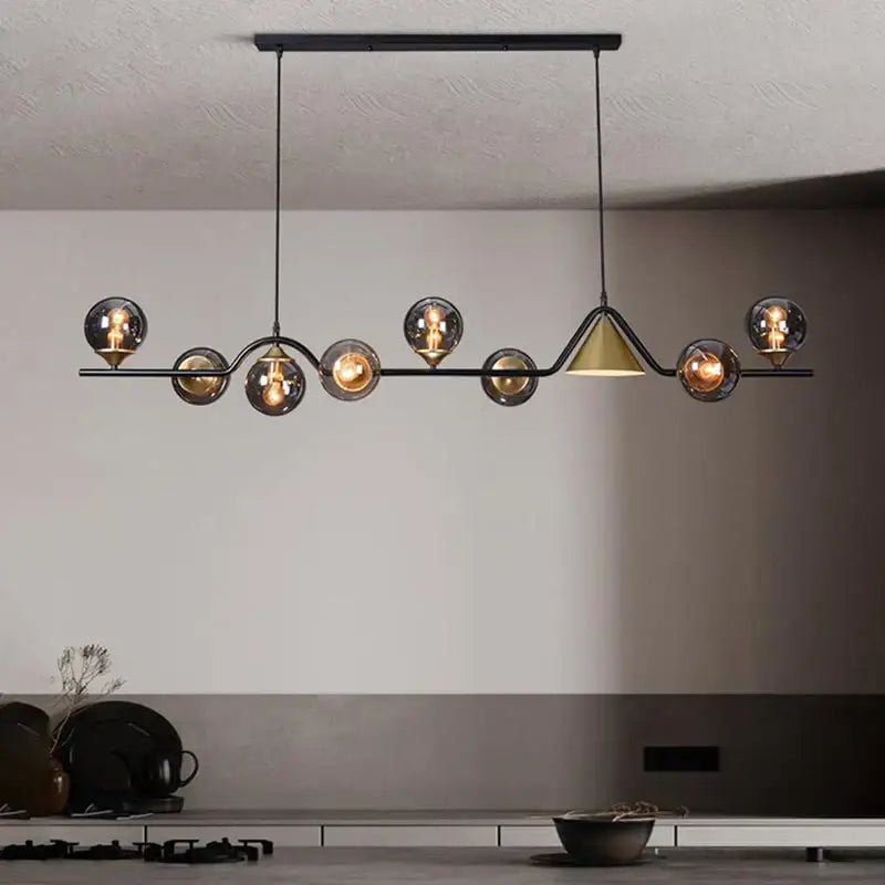DecorBites™ Black Gold Glass Chandelier LED Luxury Pendant Light