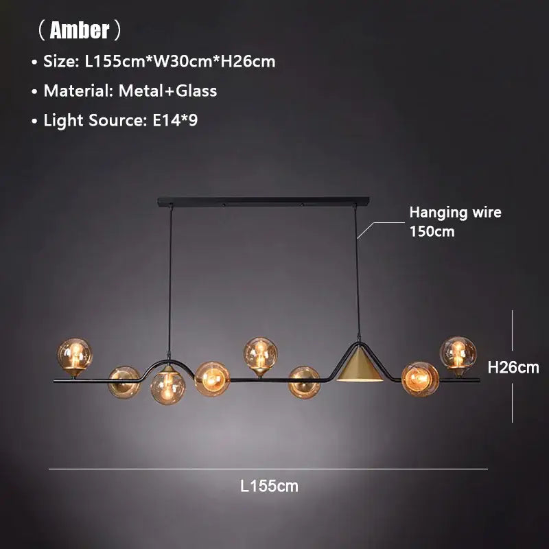 DecorBites™ Black Gold Glass Chandelier LED Luxury Pendant Light