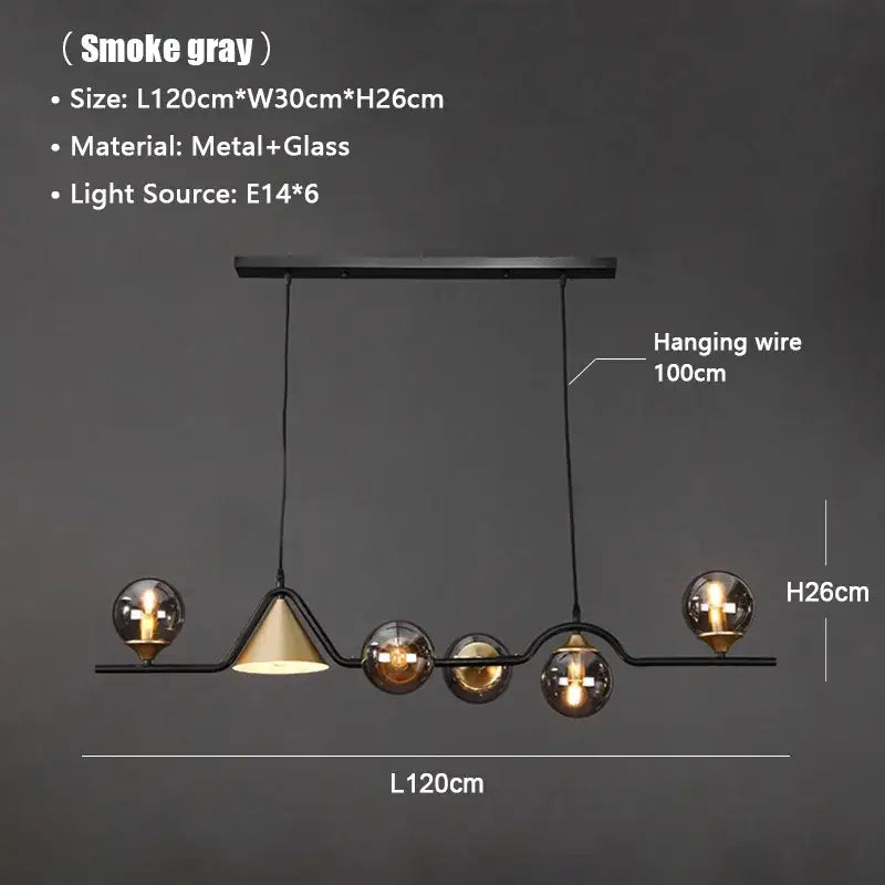 DecorBites™ Black Gold Glass Chandelier LED Luxury Pendant Light