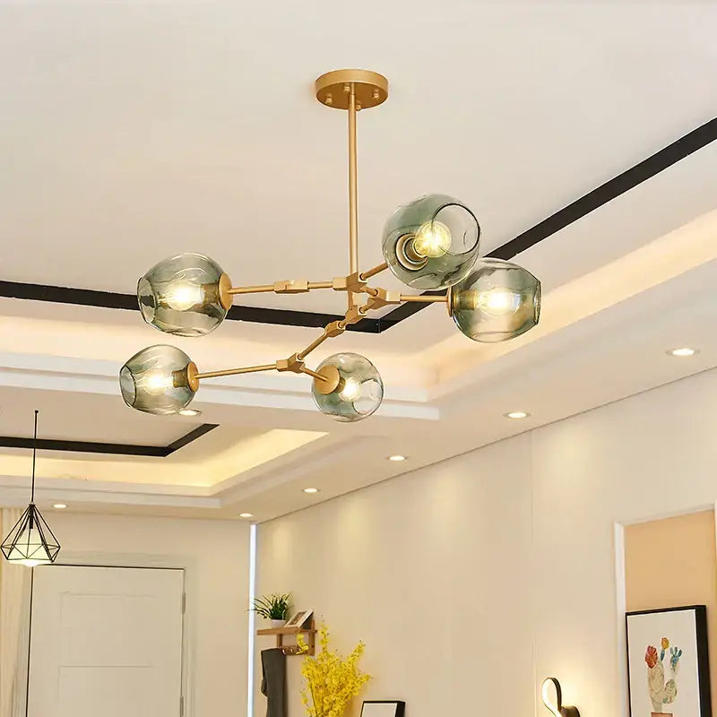 DecorBites™ Black Gold Glass Pendant Light Industrial Loft Stair Dining Room Nordic Lamp