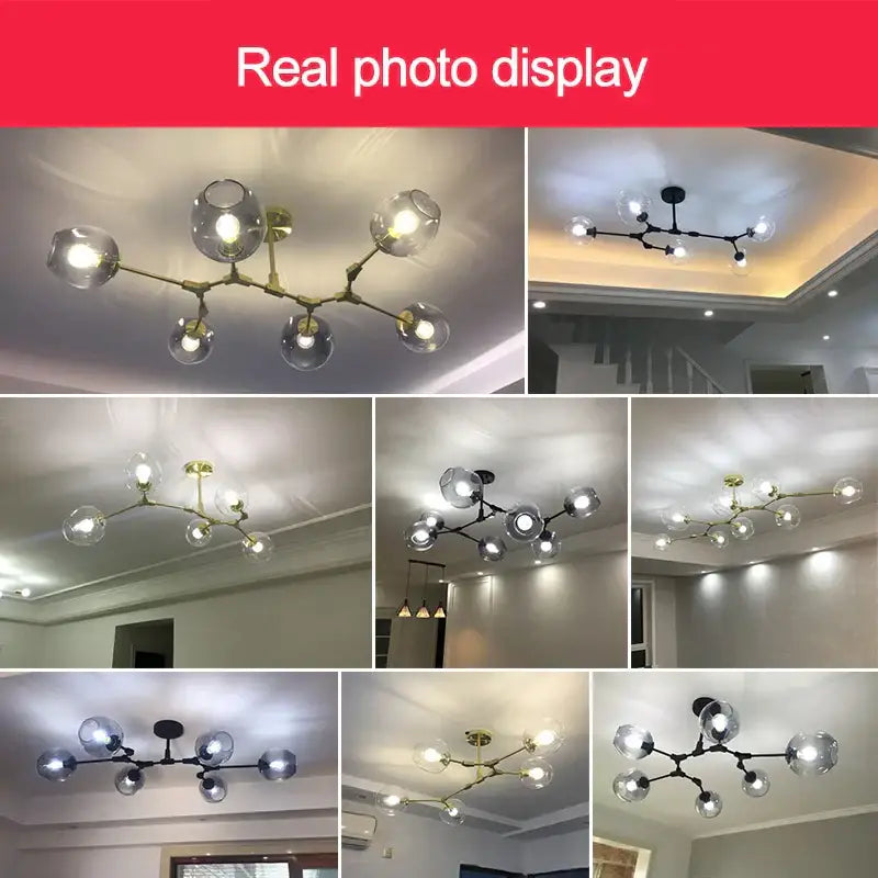 DecorBites™ Black Gold Glass Pendant Light Industrial Loft Stair Dining Room Nordic Lamp
