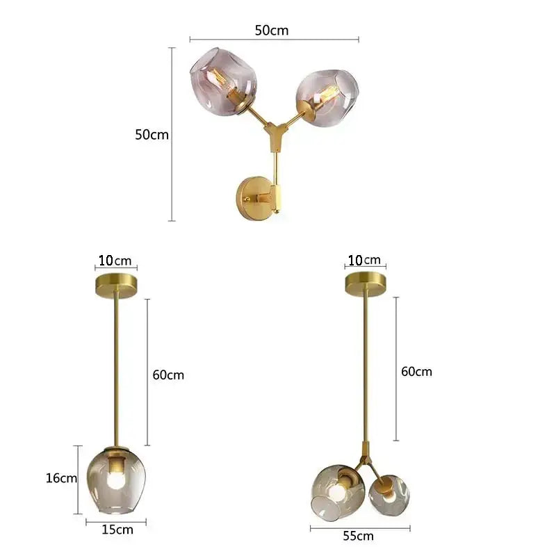مصابيح حائط زجاجية ذهبية سوداء من DecorBites™ لإنارة ديكور المنزل العصري