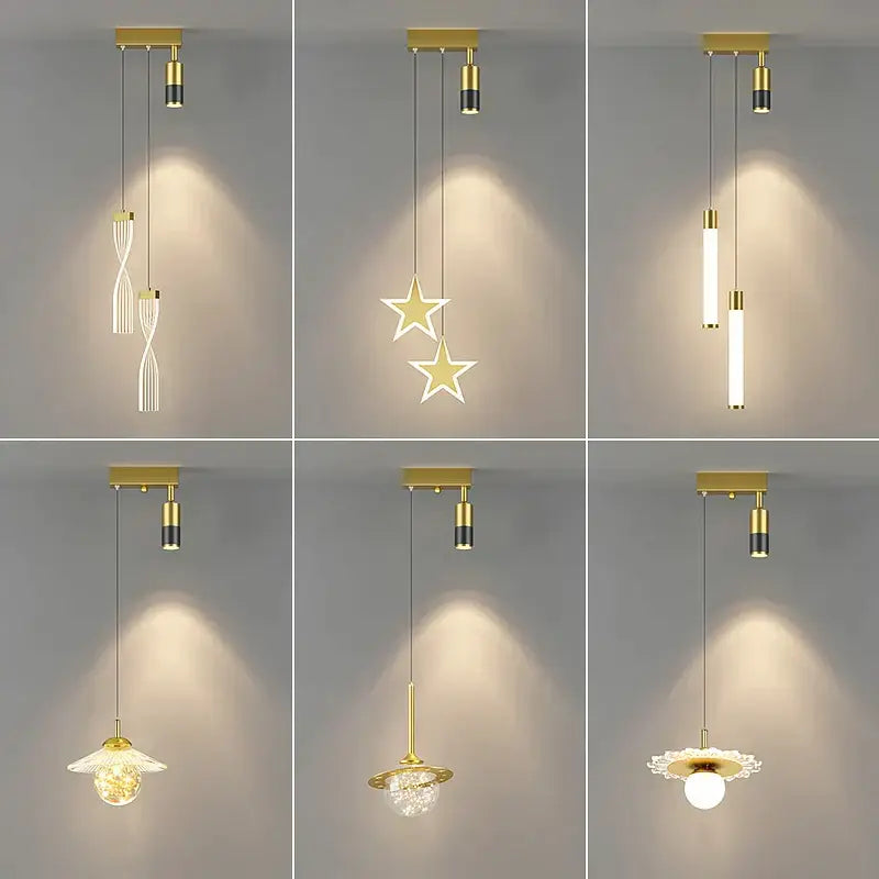 DecorBites™ Black Gold Hanging Pendant Lamp: Modern Luxury Bedroom & Living Room Lighting