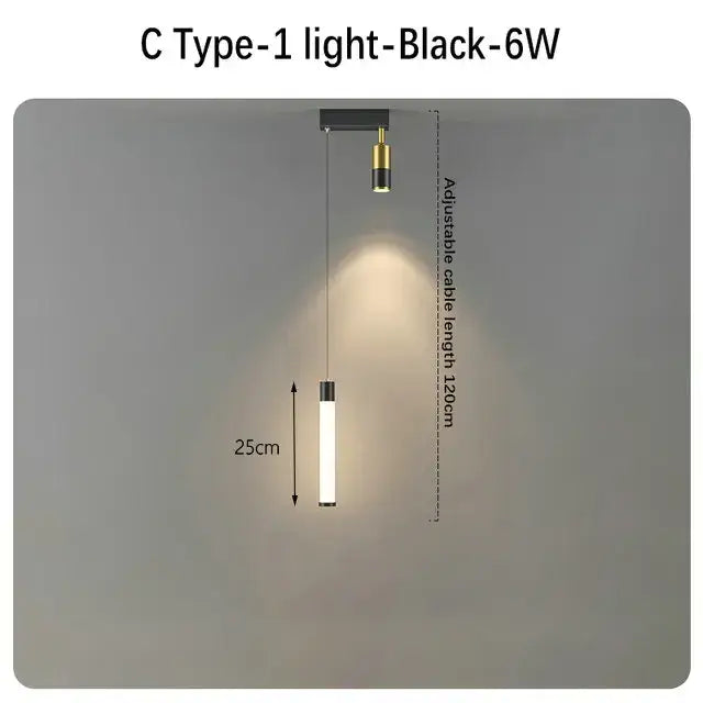 DecorBites™ Black Gold Hanging Pendant Lamp: Modern Luxury Bedroom & Living Room Lighting