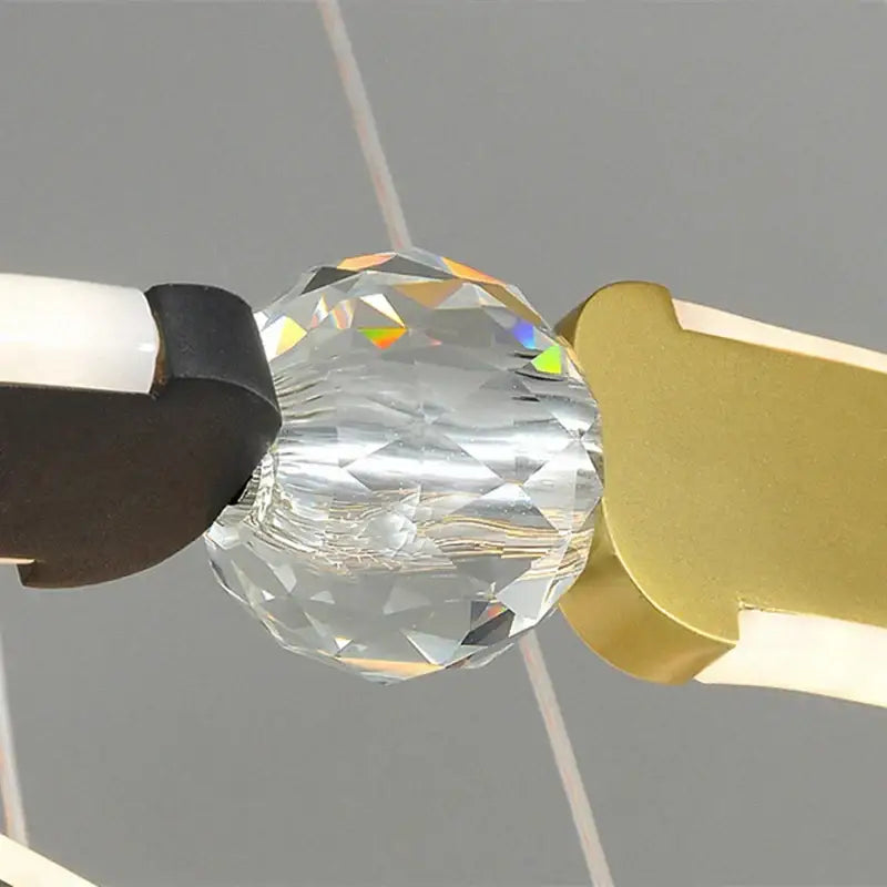 DecorBites™ Black Gold LED Ceiling Chandelier Crystal Decorative Pendant Lamp for Dining Room Bedroom