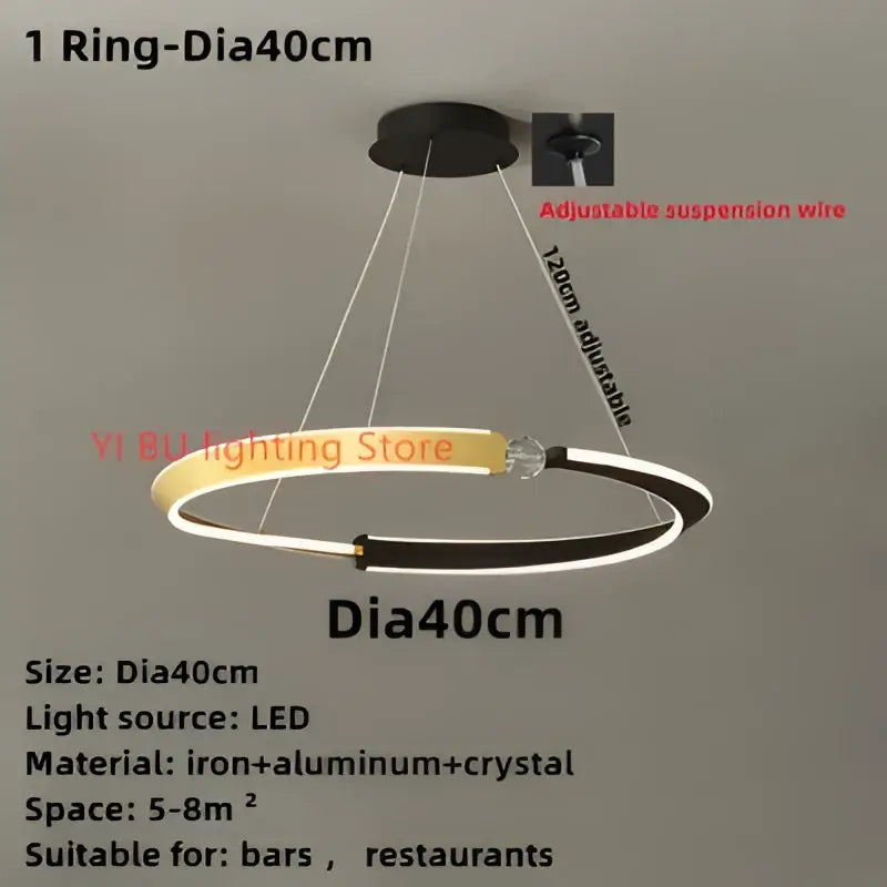 DecorBites™ Black Gold LED Ceiling Chandelier Crystal Decorative Pendant Lamp for Dining Room Bedroom