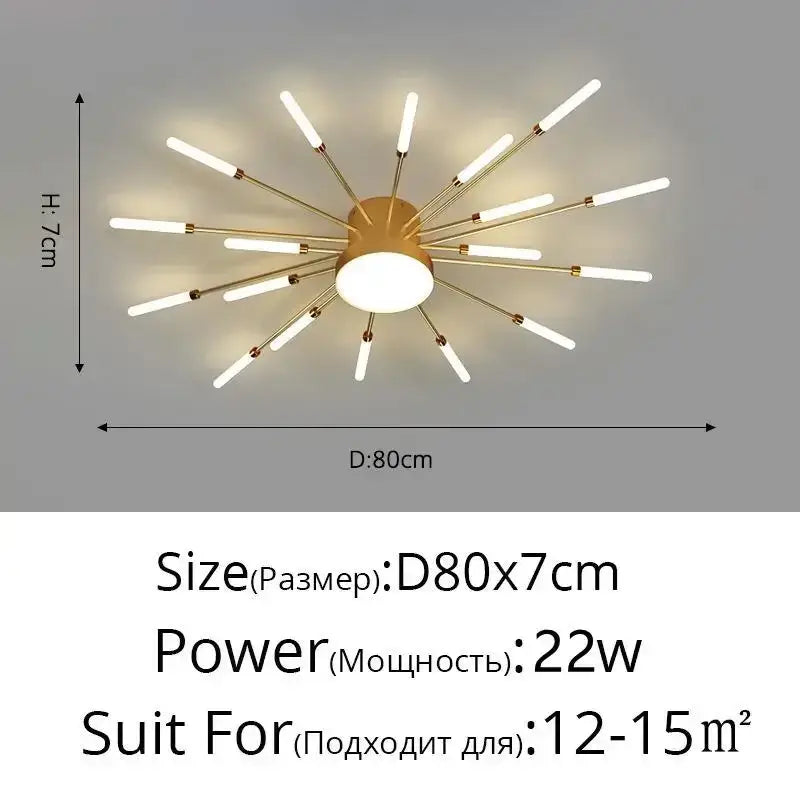 DecorBites™ Black Gold LED Chandelier: Modern Ceiling Pendant Lights for Home Living Room, Bedroom, Kitchen