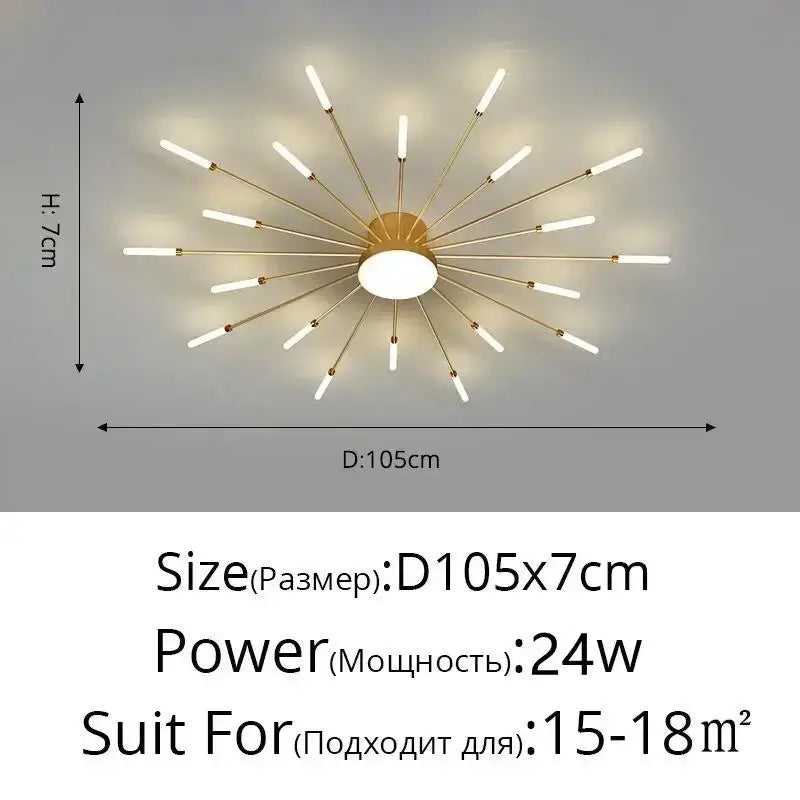 DecorBites™ Black Gold LED Chandelier: Modern Ceiling Pendant Lights for Home Living Room, Bedroom, Kitchen