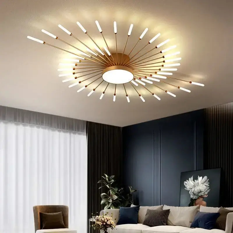 DecorBites™ Black Gold LED Chandelier: Modern Ceiling Pendant Lights for Home Living Room, Bedroom, Kitchen
