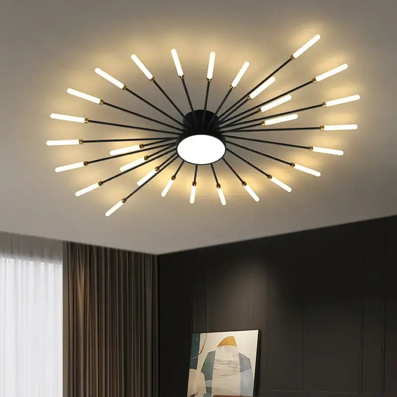 DecorBites™ Black Gold LED Chandelier: Modern Ceiling Pendant Lights for Home Living Room, Bedroom, Kitchen