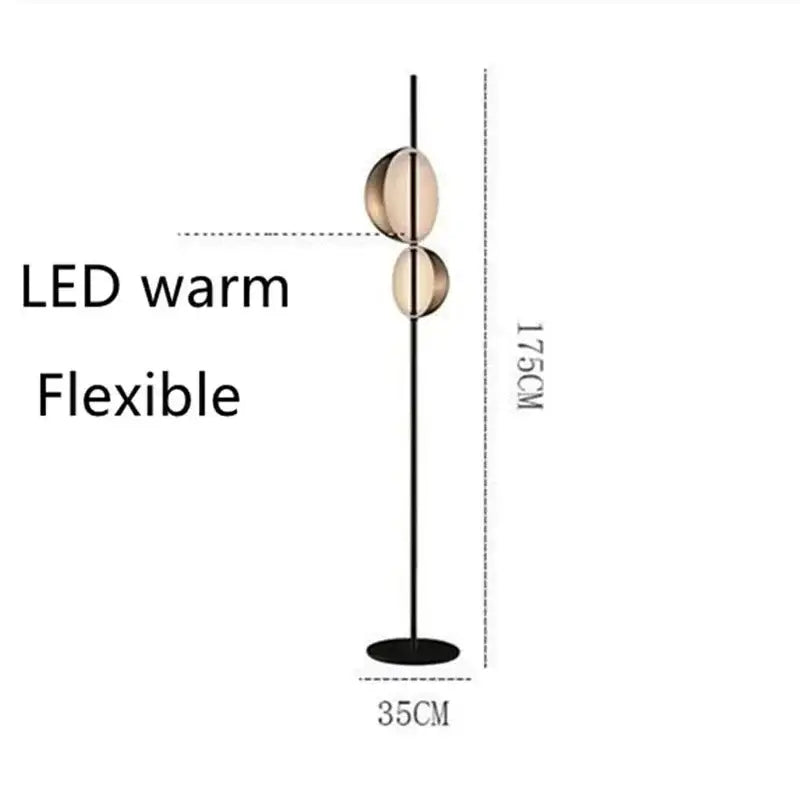 مصباح أرضي LED DecorBites™ أسود وذهبي مع عاكس ضوئي مزدوج إضاءة قائمة