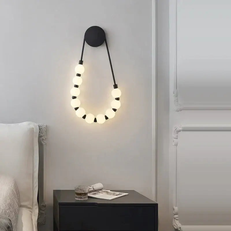 DecorBites™ Black Gold LED Her Necklace Wall Lamp Sconce for Bedroom & Corridor