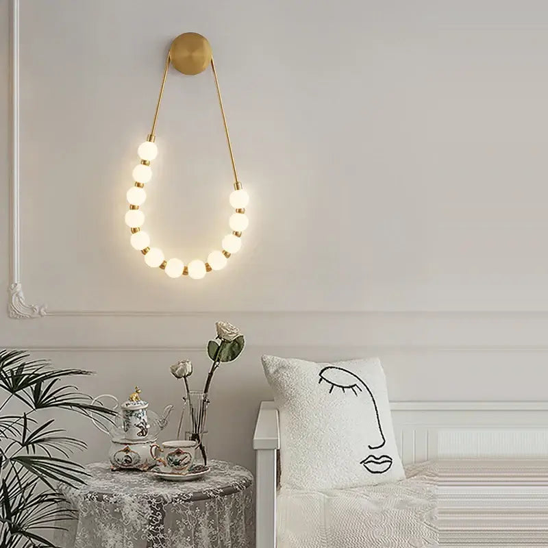 DecorBites™ Black Gold LED Her Necklace Wall Lamp Sconce for Bedroom & Corridor
