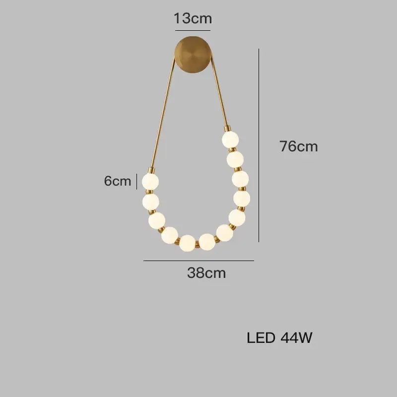DecorBites™ Black Gold LED Her Necklace Wall Lamp Sconce for Bedroom & Corridor
