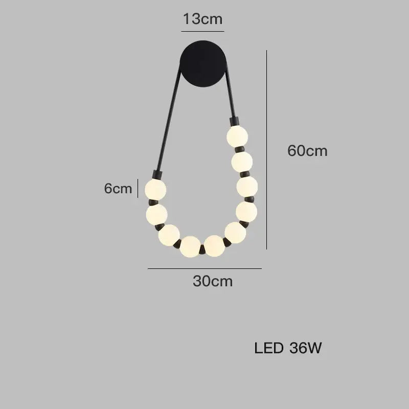 DecorBites™ Black Gold LED Her Necklace Wall Lamp Sconce for Bedroom & Corridor