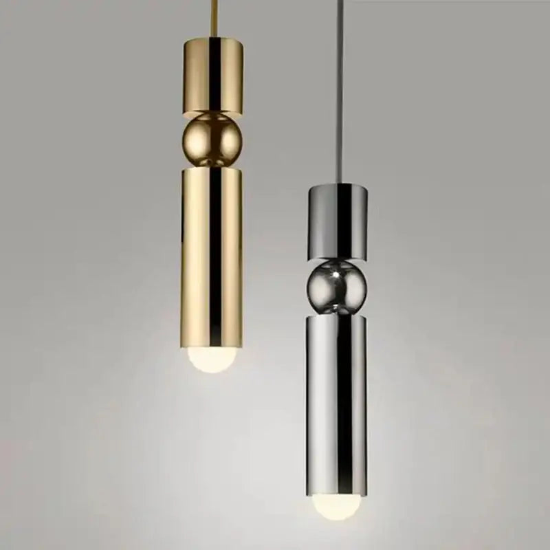 مصباح معلق أنبوب LED ذهبي وأسود DecorBites™ للمنزل والمتجر، ثريا زجاجية
