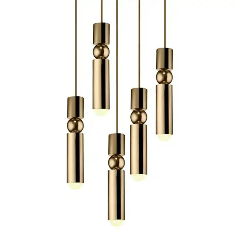 مصباح معلق أنبوب LED ذهبي وأسود DecorBites™ للمنزل والمتجر، ثريا زجاجية