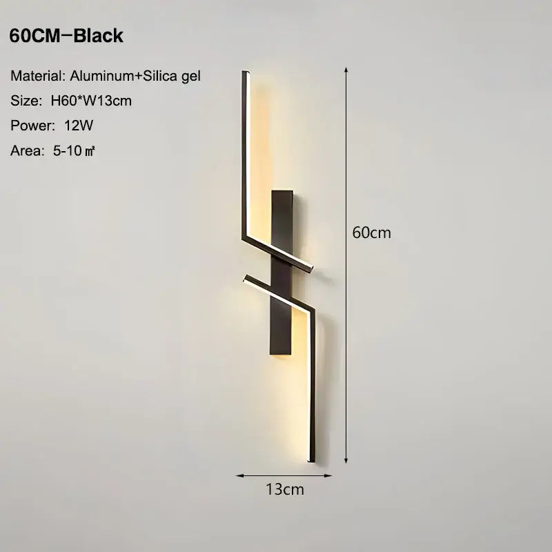 أضواء جدار DecorBites™ السوداء والذهبية LED: مصباح جداري عصري لخلفية التلفاز، غرف النوم، والسلالم