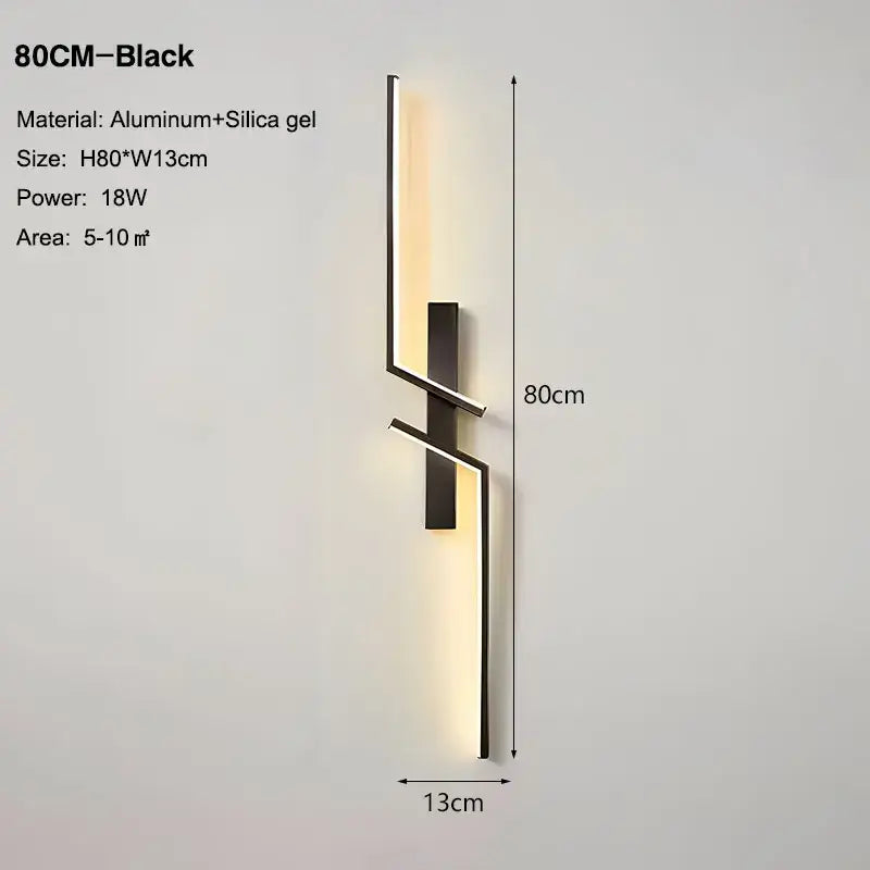 أضواء جدار DecorBites™ السوداء والذهبية LED: مصباح جداري عصري لخلفية التلفاز، غرف النوم، والسلالم