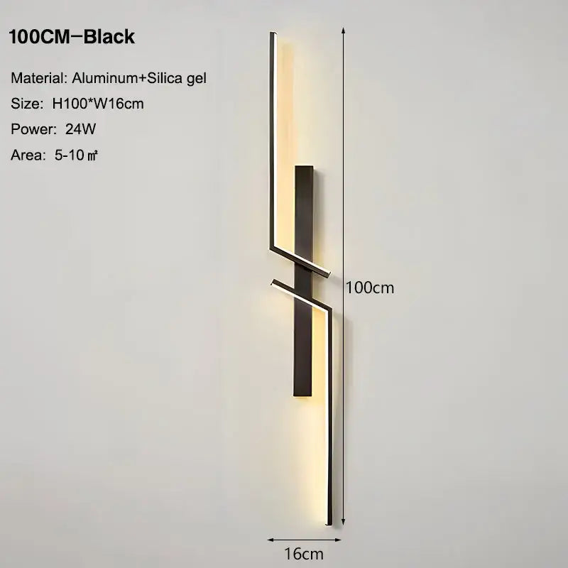 أضواء جدار DecorBites™ السوداء والذهبية LED: مصباح جداري عصري لخلفية التلفاز، غرف النوم، والسلالم