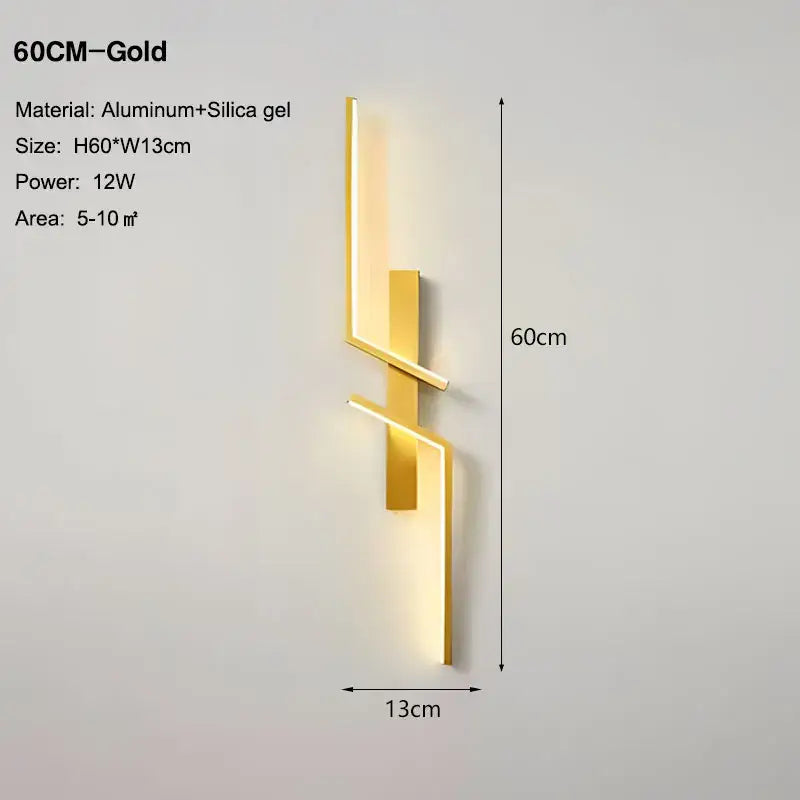 أضواء جدار DecorBites™ السوداء والذهبية LED: مصباح جداري عصري لخلفية التلفاز، غرف النوم، والسلالم