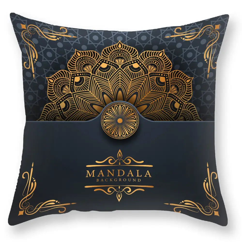 DecorBites™ Black Gold Mandala Luxury Printed Pillowcase §