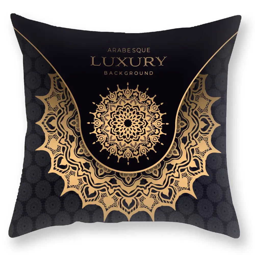 DecorBites™ Black Gold Mandala Luxury Printed Pillowcase §