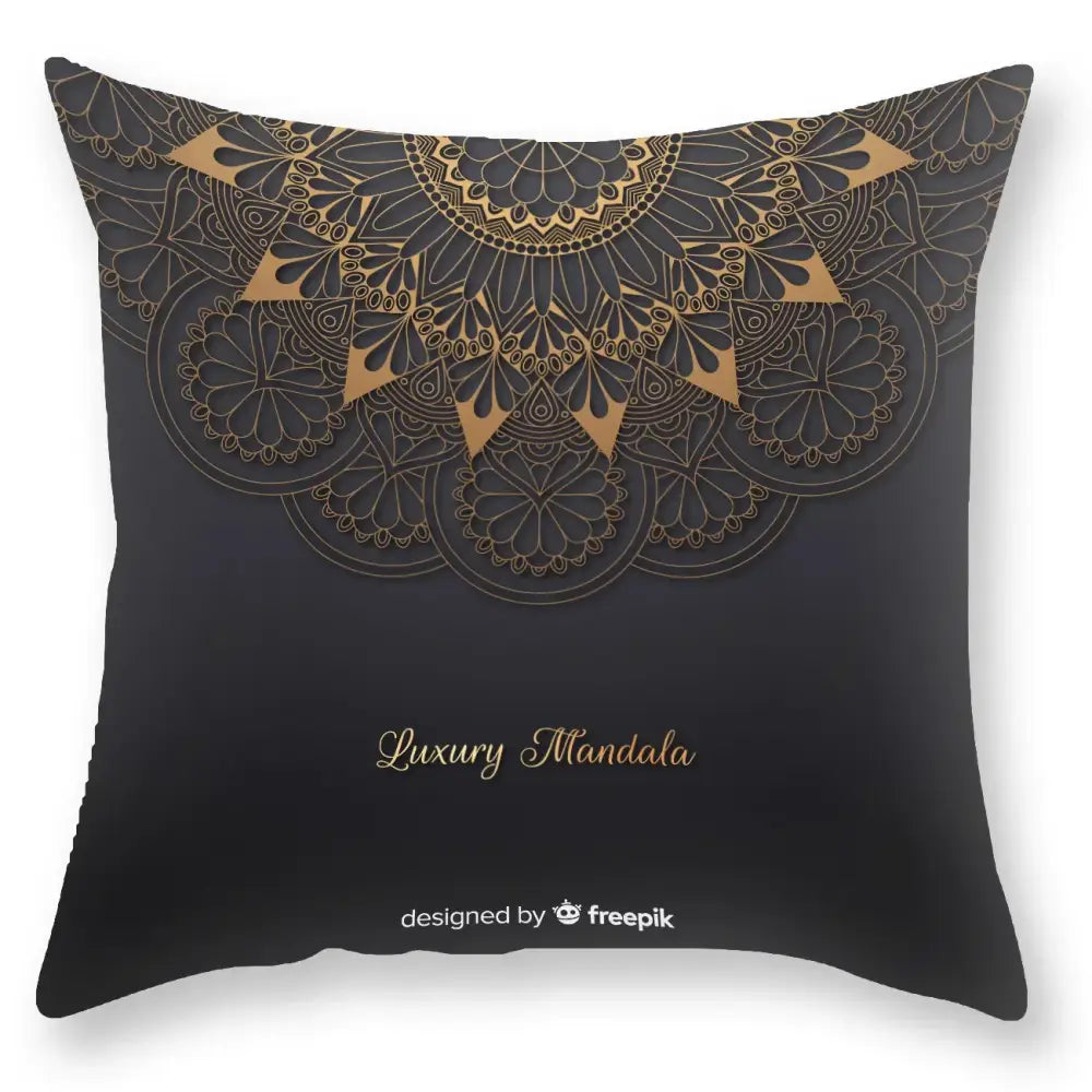 DecorBites™ Black Gold Mandala Luxury Printed Pillowcase §