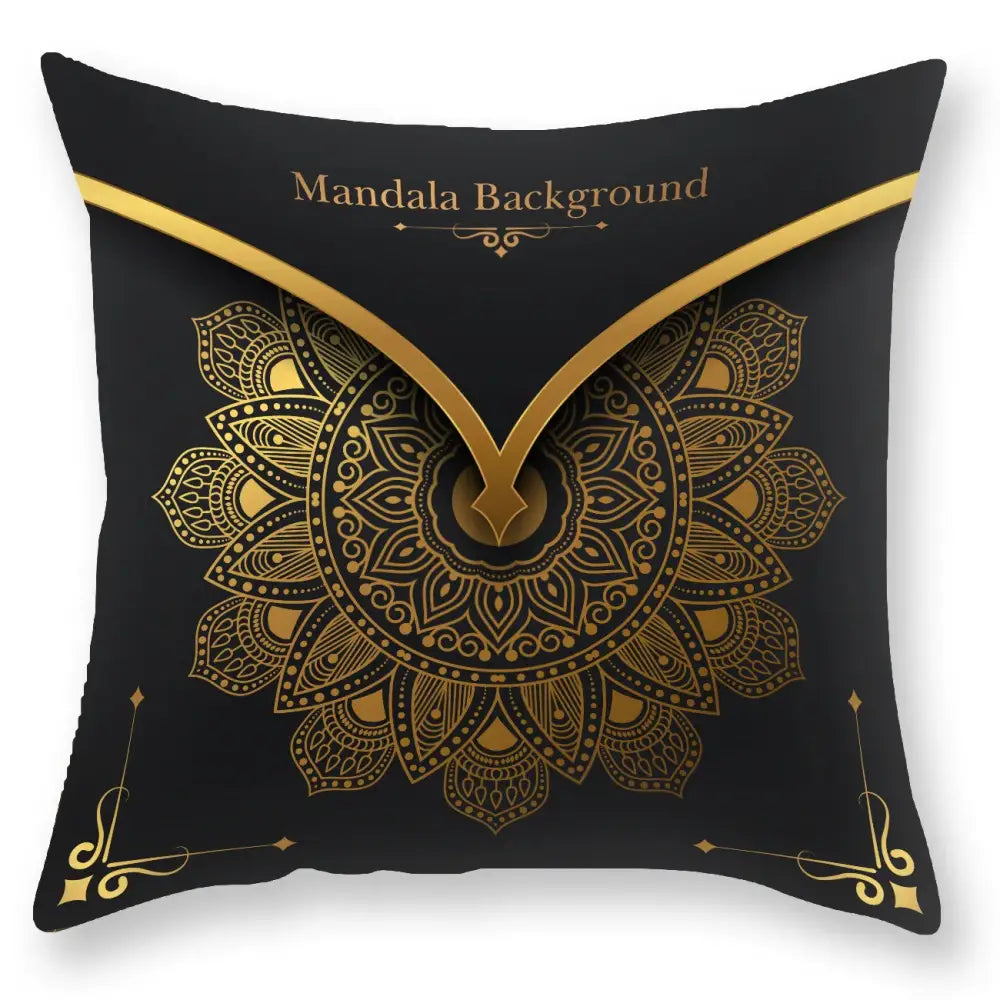 DecorBites™ Black Gold Mandala Luxury Printed Pillowcase §