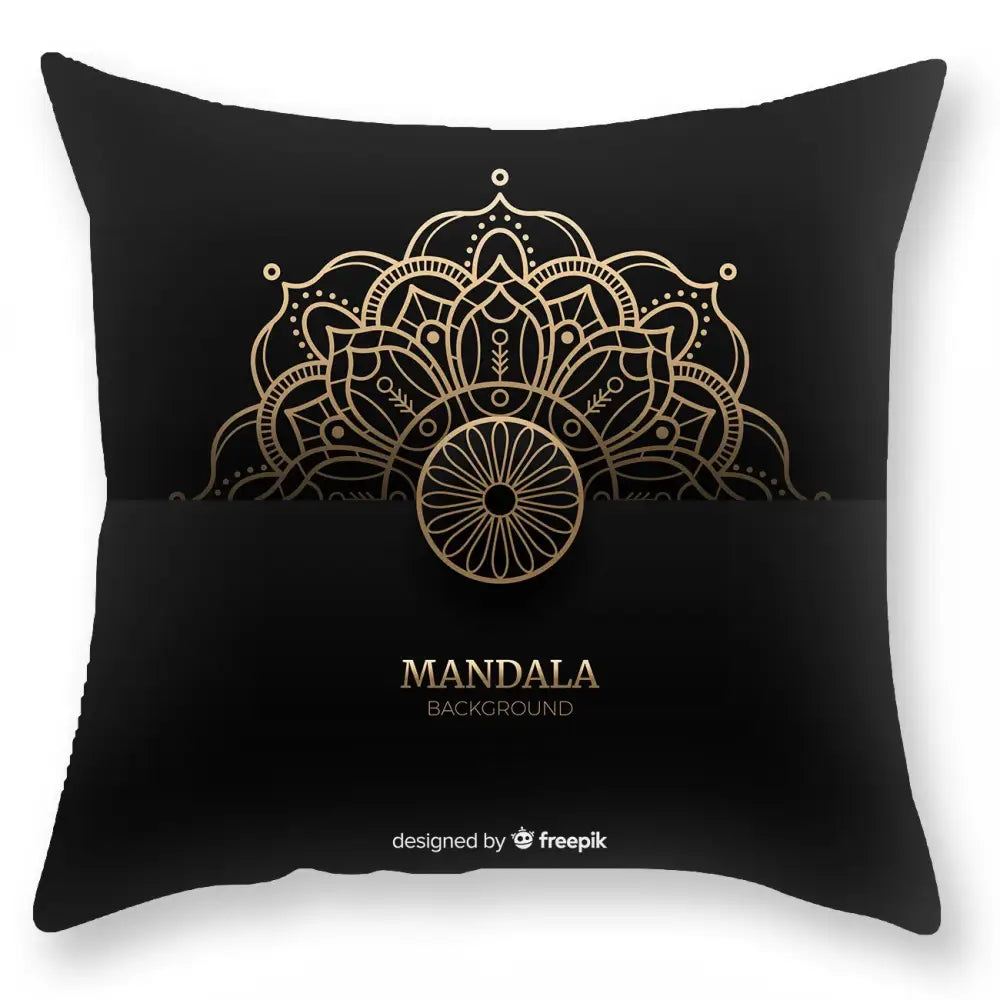 DecorBites™ Black Gold Mandala Luxury Printed Pillowcase §