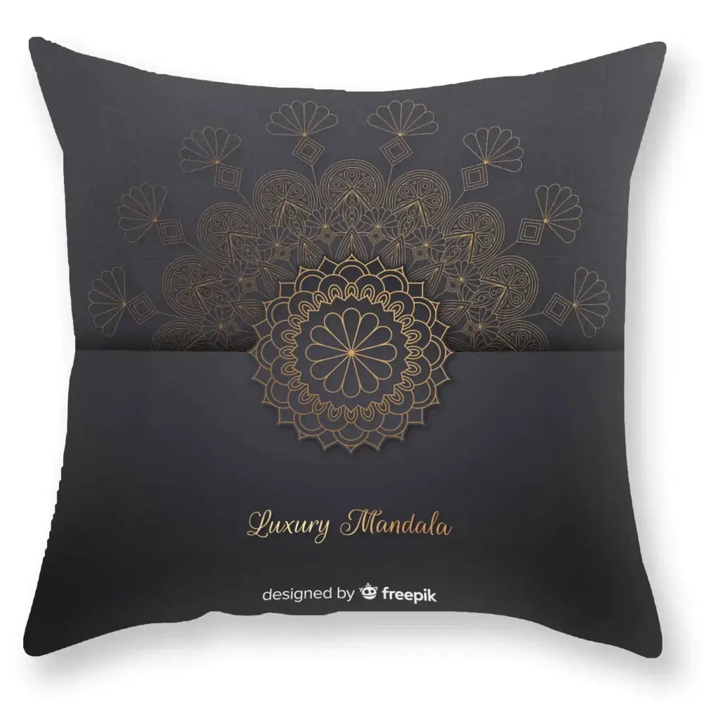 DecorBites™ Black Gold Mandala Luxury Printed Pillowcase §