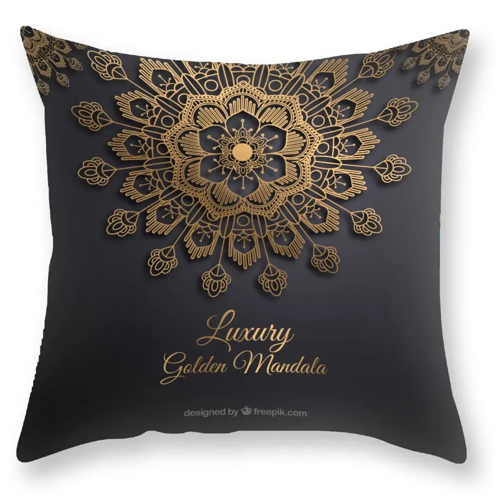 DecorBites™ Black Gold Mandala Luxury Printed Pillowcase §