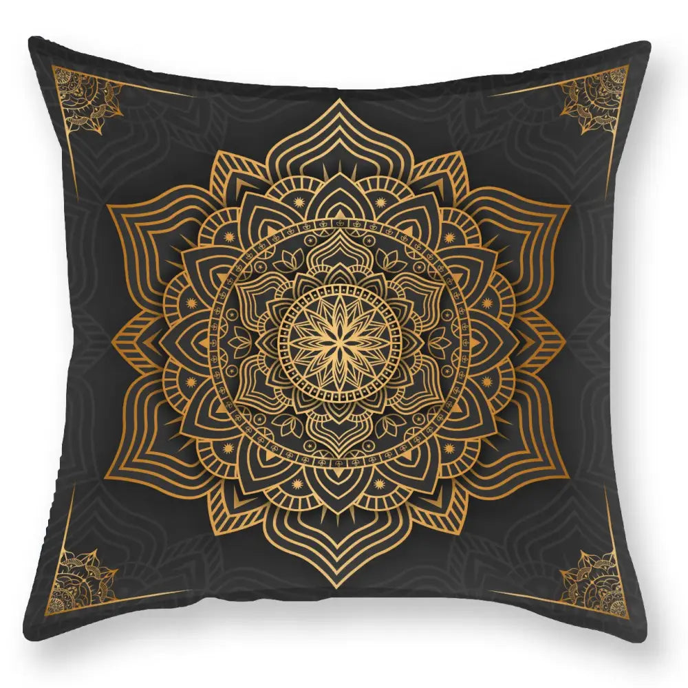 DecorBites™ Black Gold Mandala Luxury Printed Pillowcase §