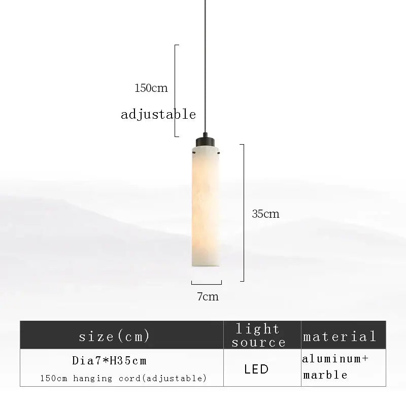 DecorBites™ Black Gold Marble Cylinder Pendant Light for Modern Home Decor
