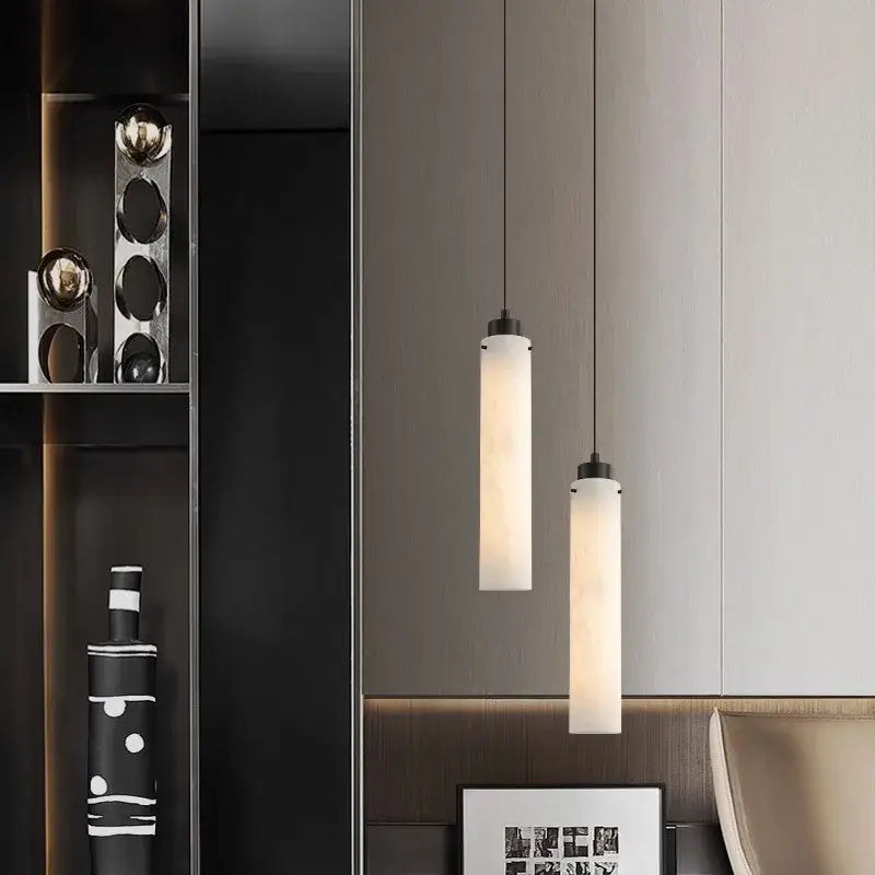 DecorBites™ Black Gold Marble Cylinder Pendant Light for Modern Home Decor