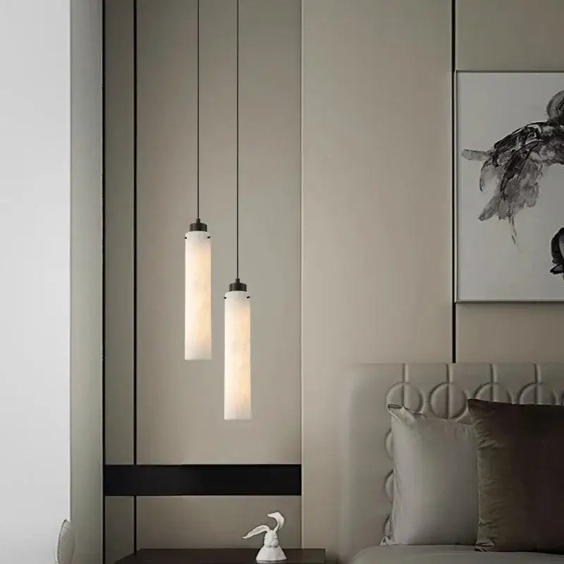 DecorBites™ Black Gold Marble Cylinder Pendant Light for Modern Home Decor
