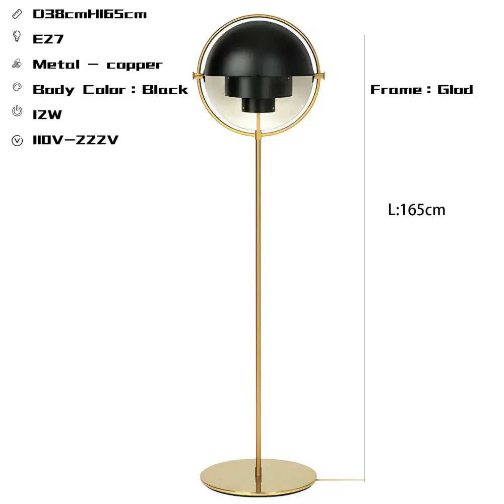 DecorBites™ Black Gold Metal Floor Lamp for Modern Living Room and Bedroom Décor