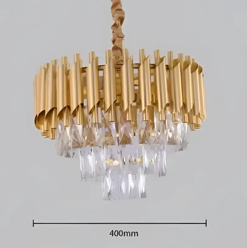 ثريا LED معدنية ذهبية سوداء من DecorBites™ لغرفة المعيشة وغرفة الطعام، مصباح كريستال معلق حديث براق