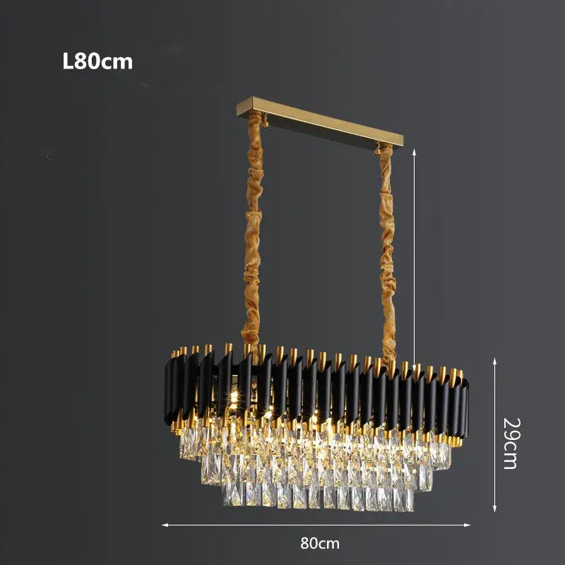 ثريا LED معدنية ذهبية سوداء من DecorBites™ لغرفة المعيشة وغرفة الطعام، مصباح كريستال معلق حديث براق