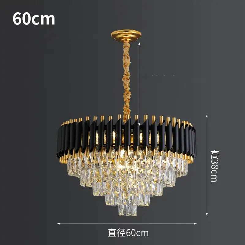 ثريا LED معدنية ذهبية سوداء من DecorBites™ لغرفة المعيشة وغرفة الطعام، مصباح كريستال معلق حديث براق