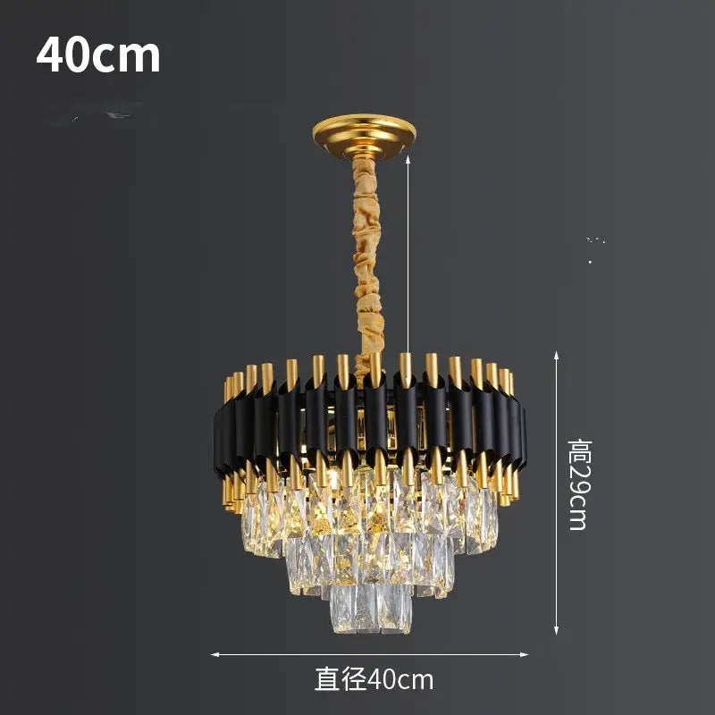 ثريا LED معدنية ذهبية سوداء من DecorBites™ لغرفة المعيشة وغرفة الطعام، مصباح كريستال معلق حديث براق
