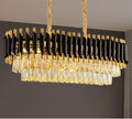 ثريا LED معدنية ذهبية سوداء من DecorBites™ لغرفة المعيشة وغرفة الطعام، مصباح كريستال معلق حديث براق
